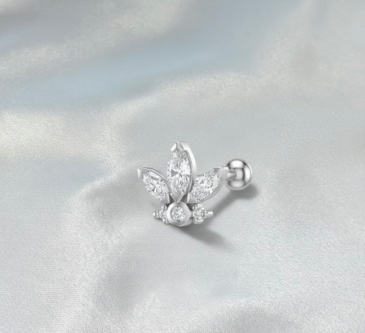 Piercing Helix/Trago Ninfea - Acciaio Inossidabile con Zirconi