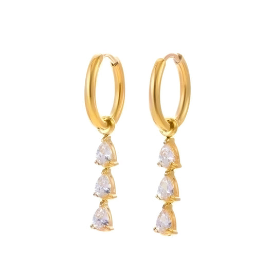 Orecchini Goccia a Cascata - Acciaio Inossidabile con Zirconi