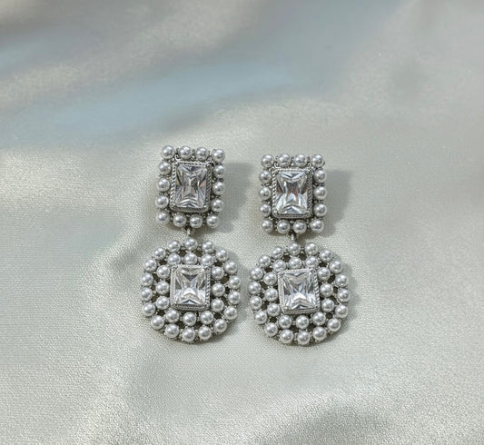 Orecchini Barocco Daisy - Acciaio Inossidabile con Perle e Zircone