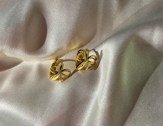 Orecchini Fiocco Mini Hoops Oro - gioiello stile coquette argento 925
