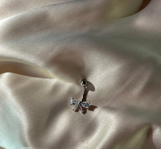 Fiocco Crystal Navel Piercing Argento - gioiello stile coquette acciaio chirurgico