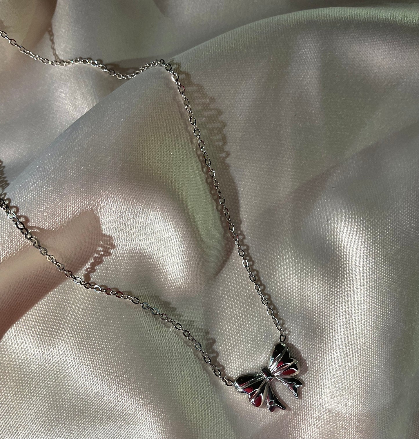Collana Fiocco Argento - gioiello stile coquette acciaio inossidabile