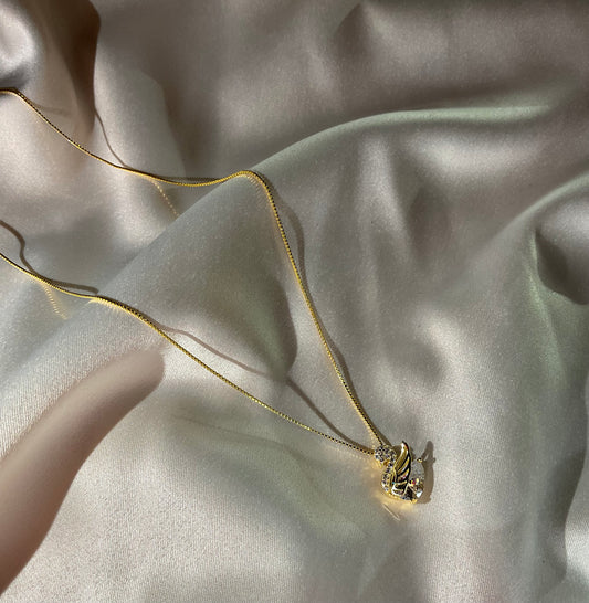 Collana Cigno Crystal Oro - gioiello stile coquette argento 925