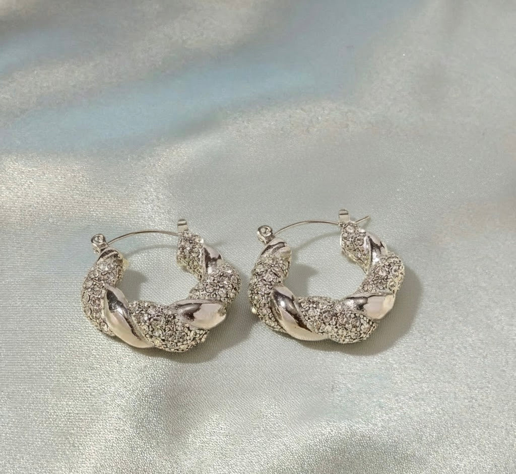 Orecchini Twist Crystal - Acciaio Inossidabile