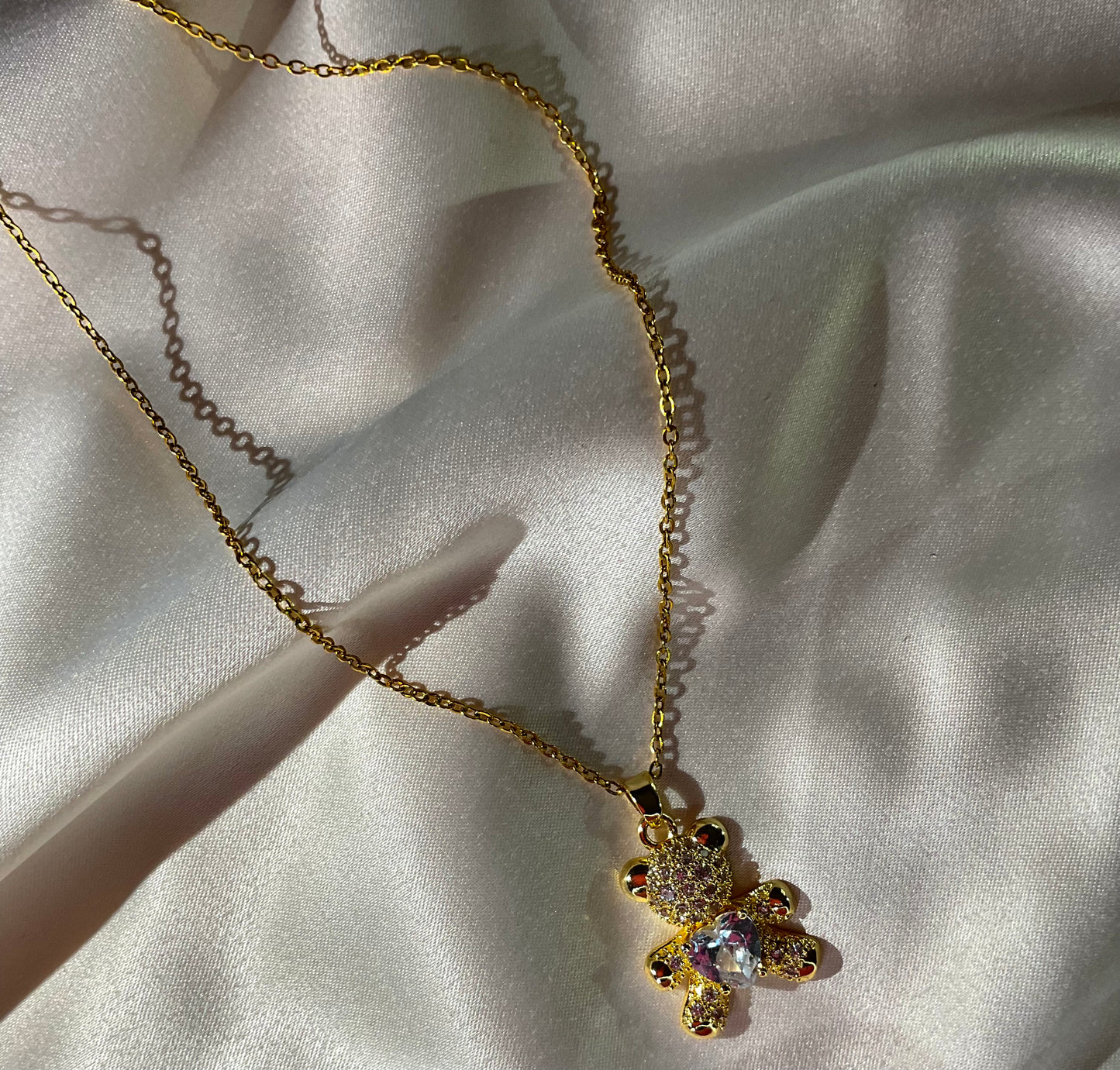 Collana Orso Crystal Oro - gioiello stile coquette acciaio inossidabile