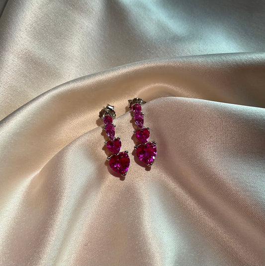 Orecchini Cuore Rosa - gioiello stile coquette argento 925