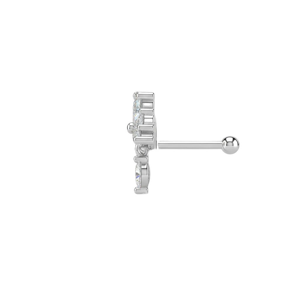 Piercing helix lobe fiore di loto in acciaio inossidabile di lato
