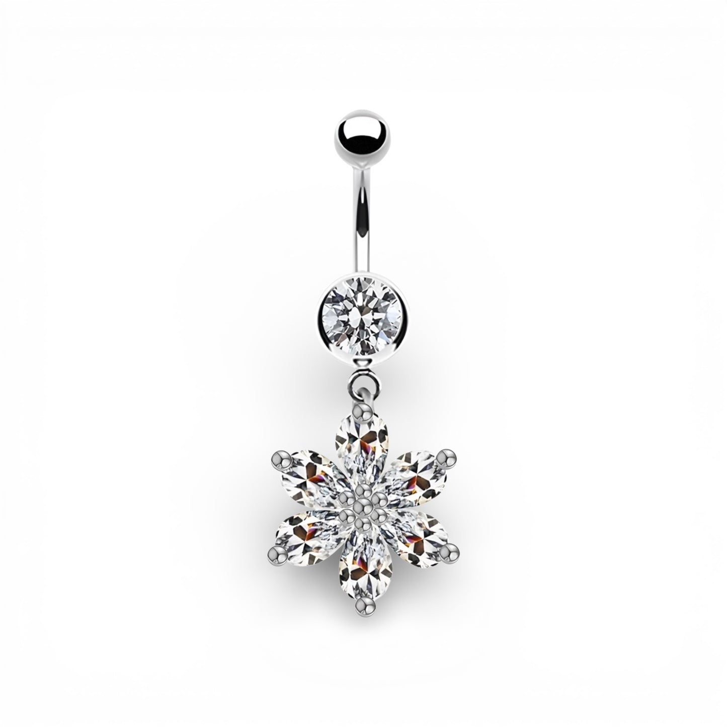 Piercing navel fiore in acciaio inossidabile
