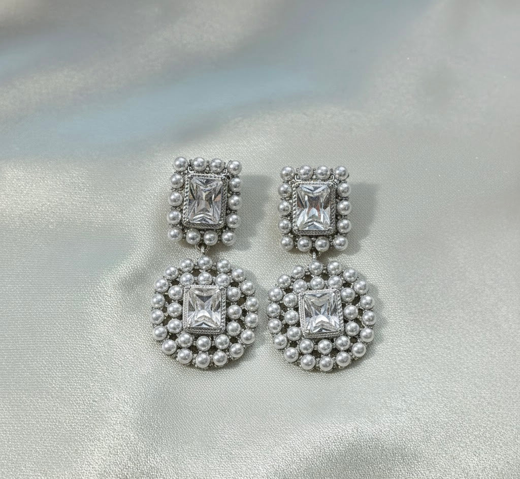 Orecchini Barocco Daisy - Acciaio Inossidabile con Perle e Zircone