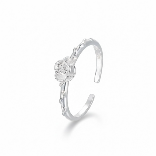 Anello Regolabile con Rosa - Argento 925 - Limited Edition