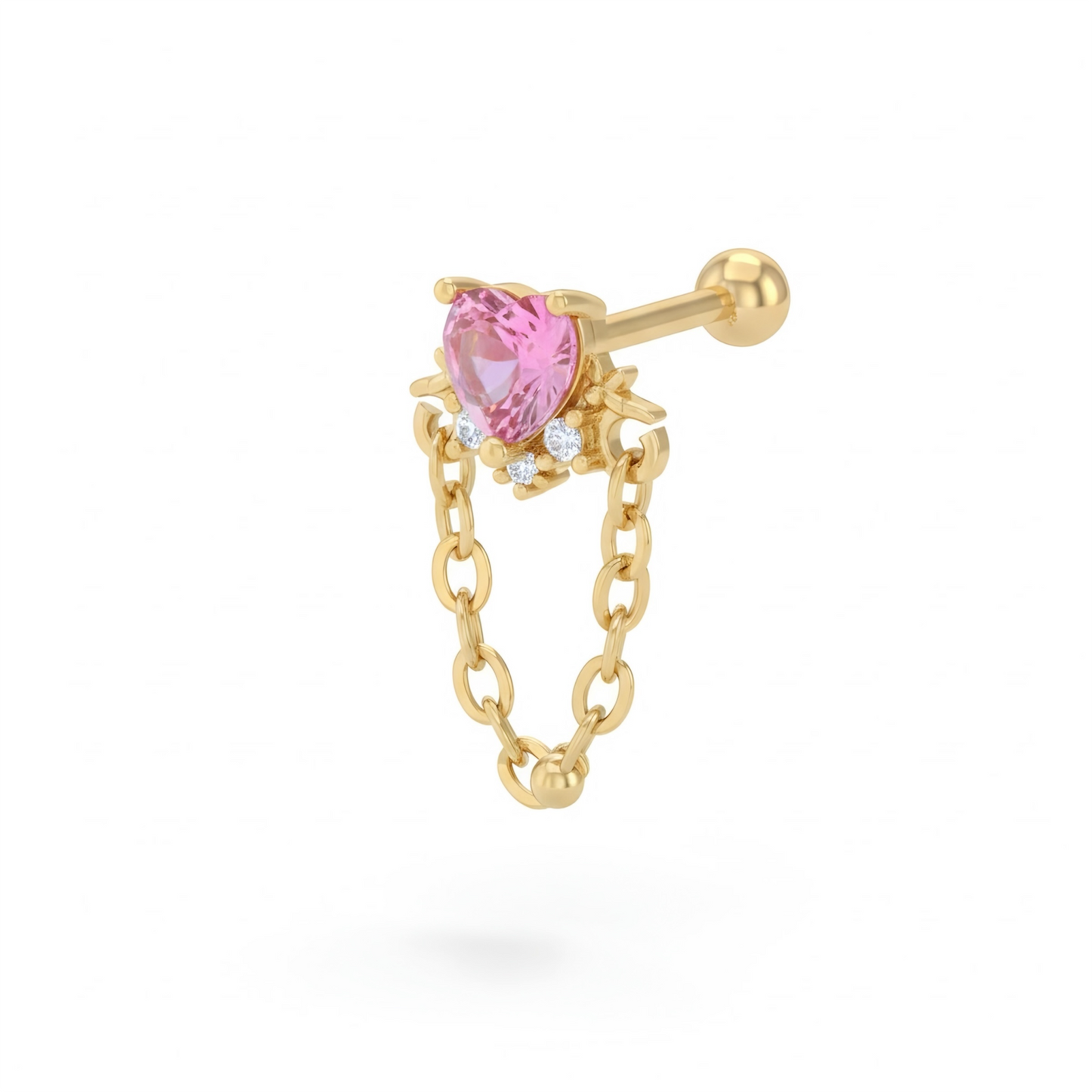 Piercing Helix/Lobo Cuore Rosa - Acciaio Inossidabile