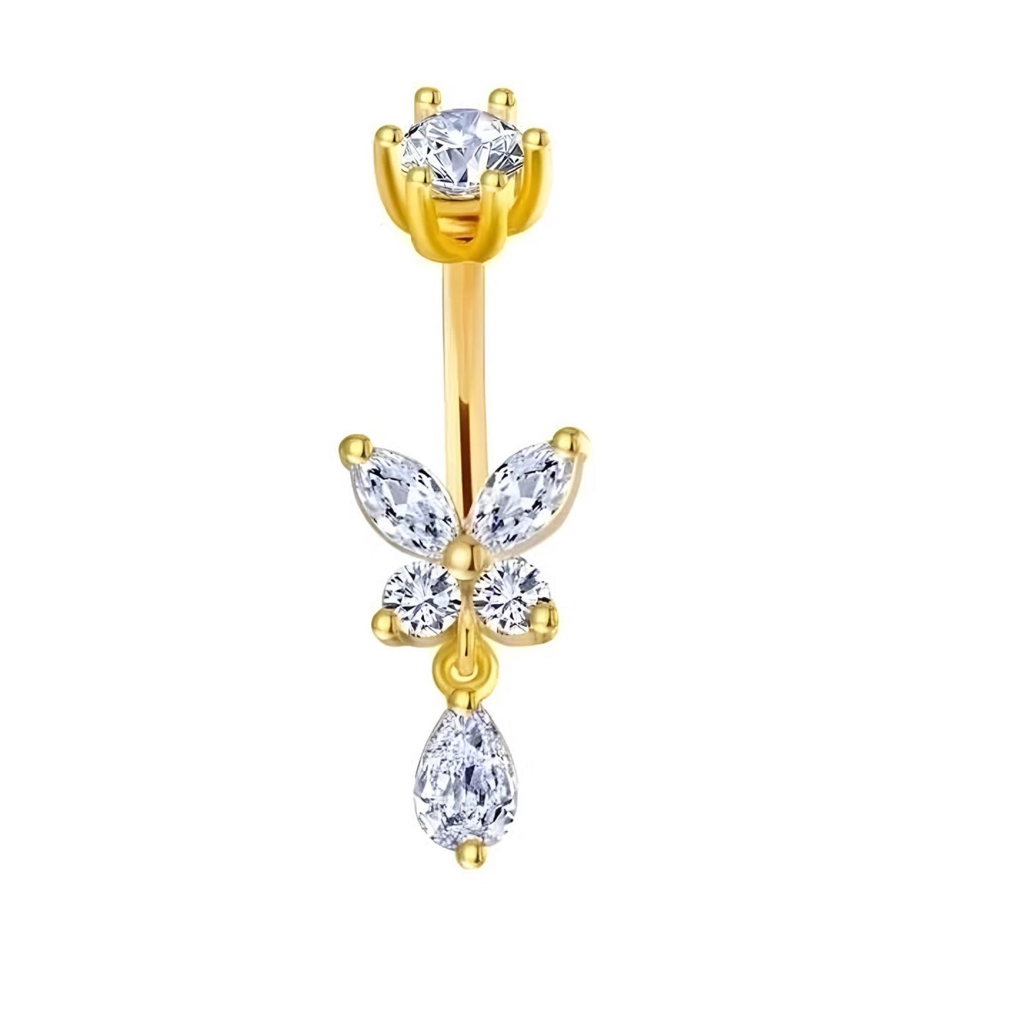 Piercing Navel Farfalla Crystal - Acciaio Inossidabile