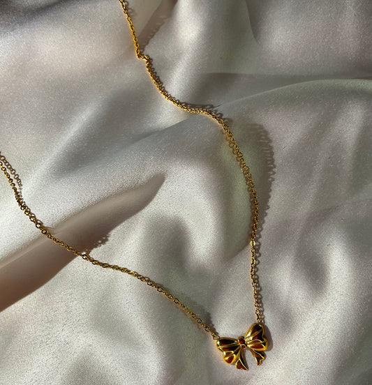 Collana Fiocco Oro - gioiello stile coquette acciaio inossidabile