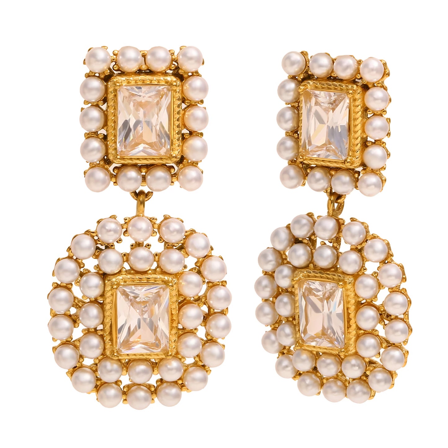 Orecchini Barocco Daisy - Acciaio Inossidabile con Perle e Zircone