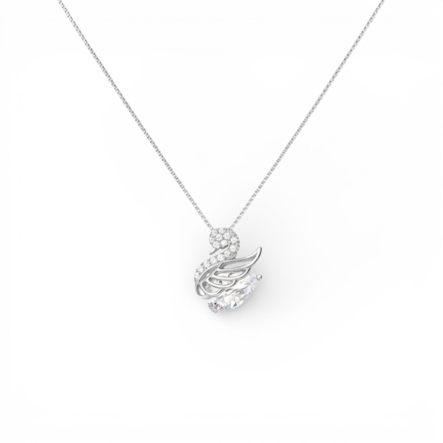 Collana cigno crystal in argento 925