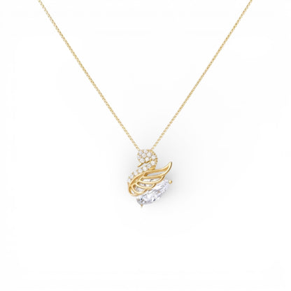 Collana cigno crystal in argento 925 placcato oro