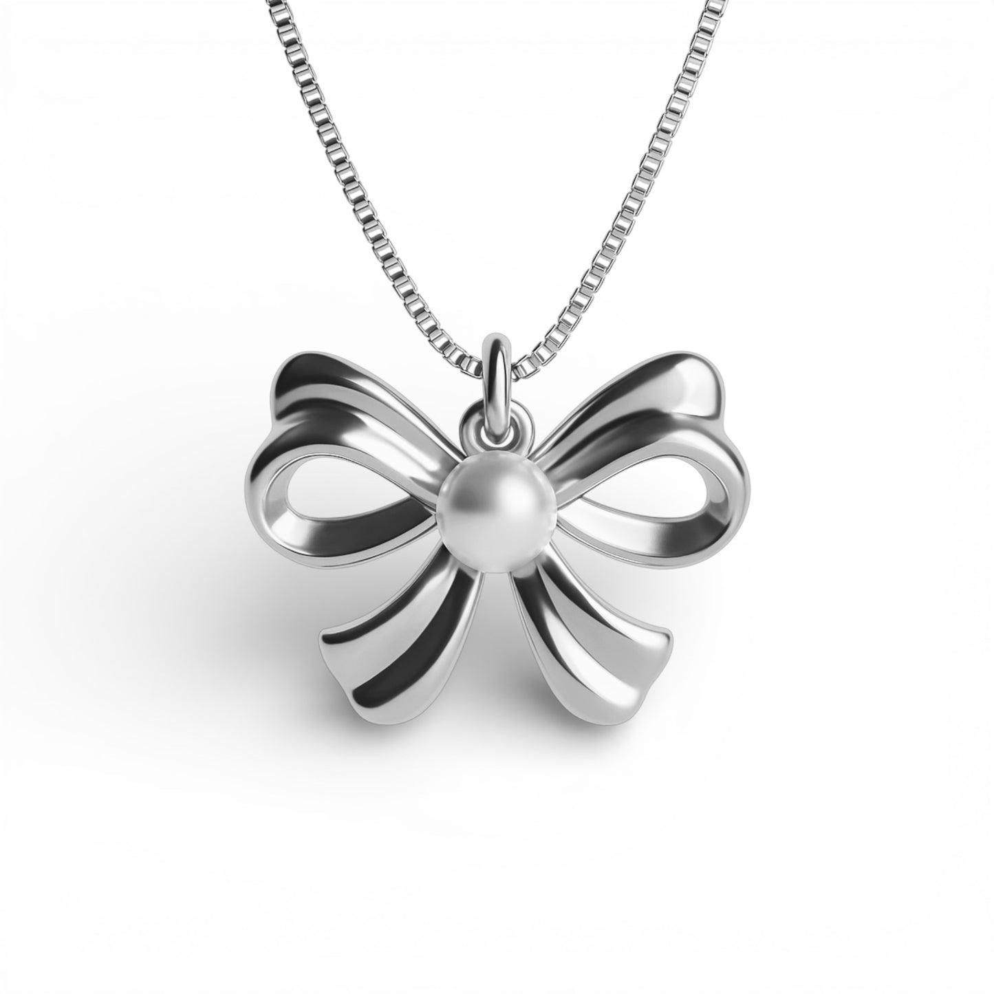 Collana fiocco con perla in acciaio inossidabile