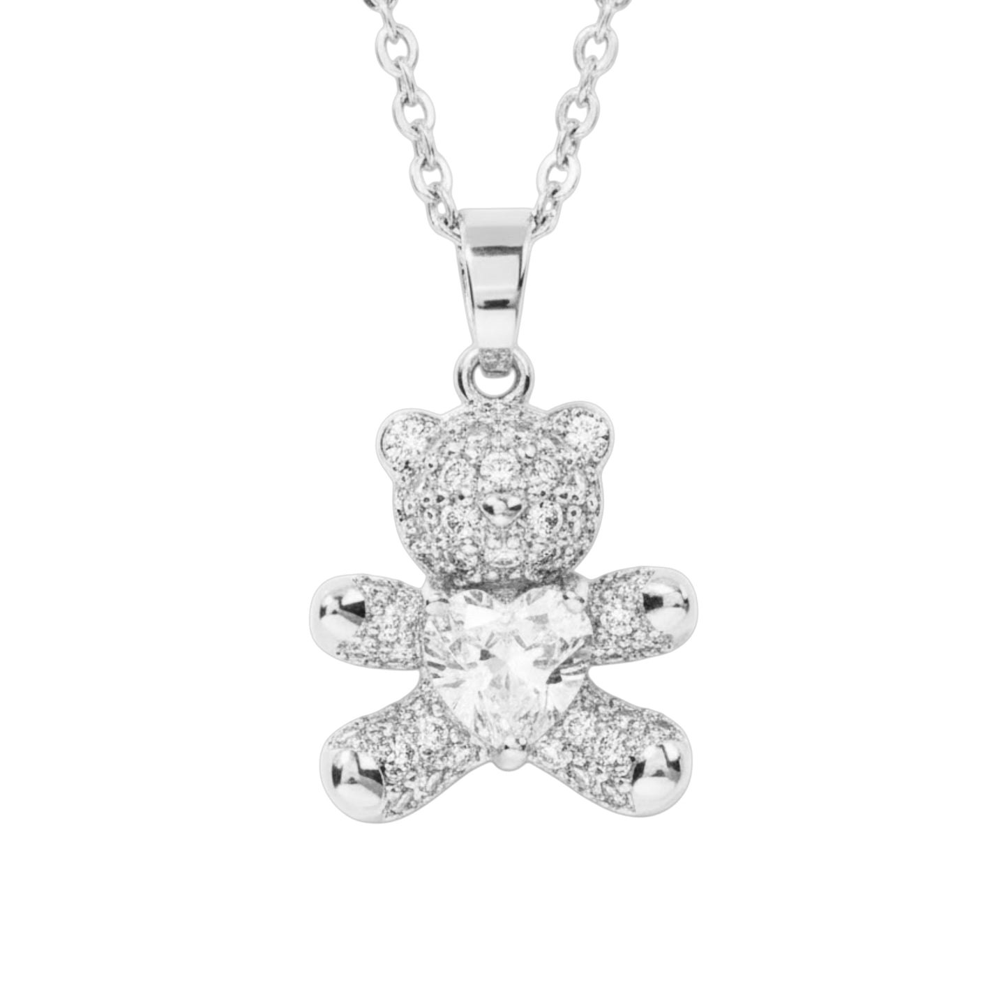 Collana orso crystal mini in acciaio inossidabile