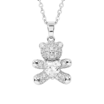 Collana orso crystal mini in acciaio inossidabile