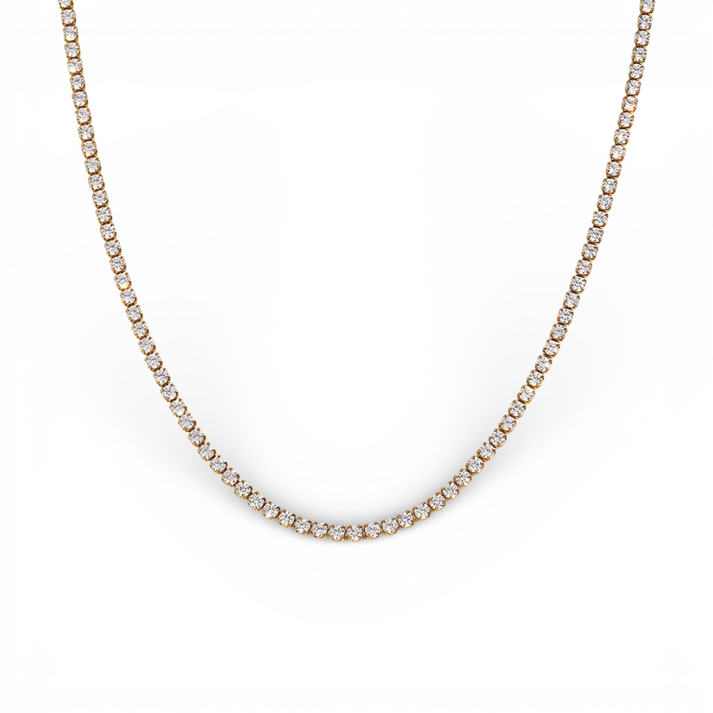 Collana tennis diamante in acciaio inossidabile placcato oro