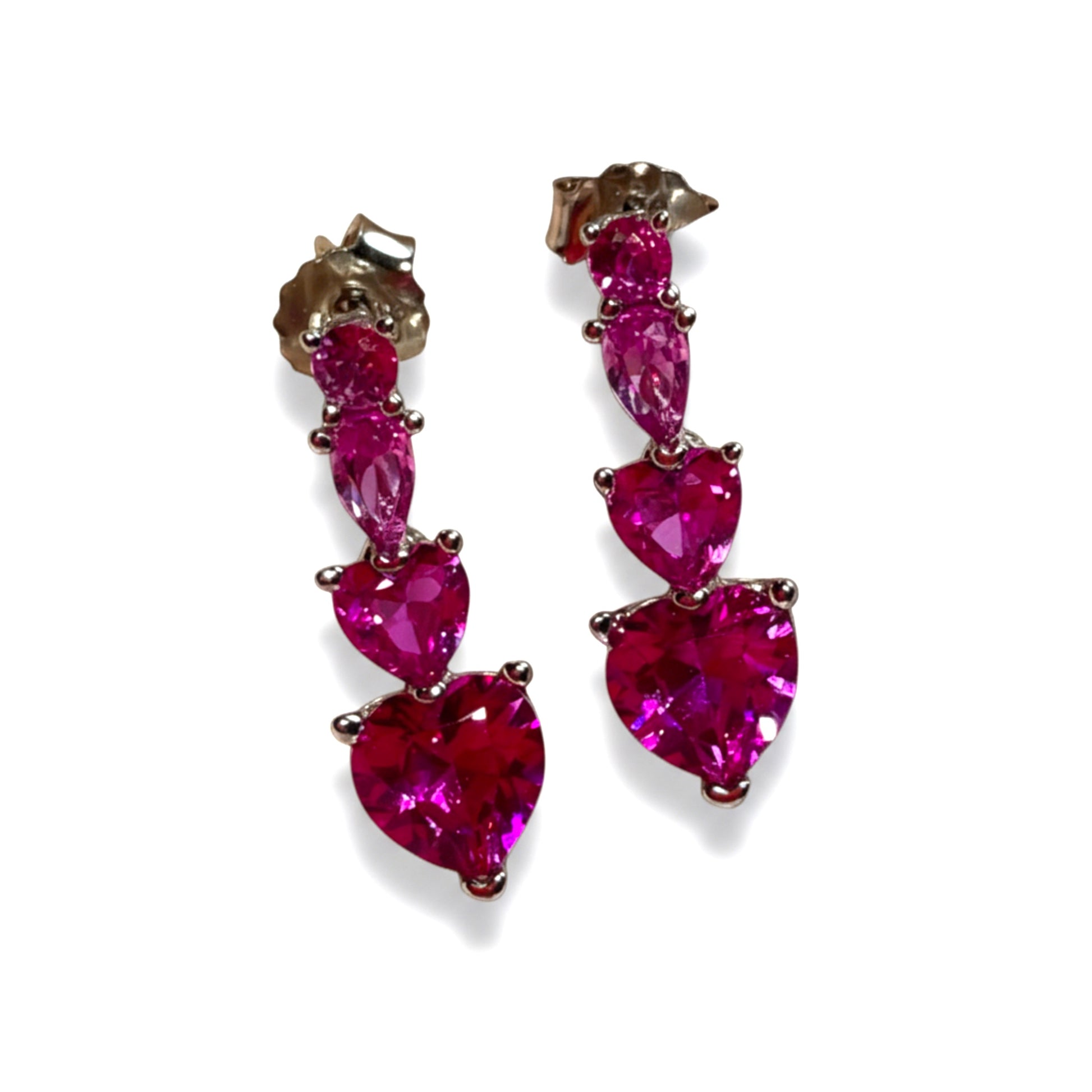 Orecchini cuore argento 925 colorato rosa