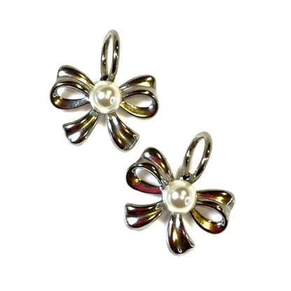 Orecchini fiocco con perla in acciaio inossidabile