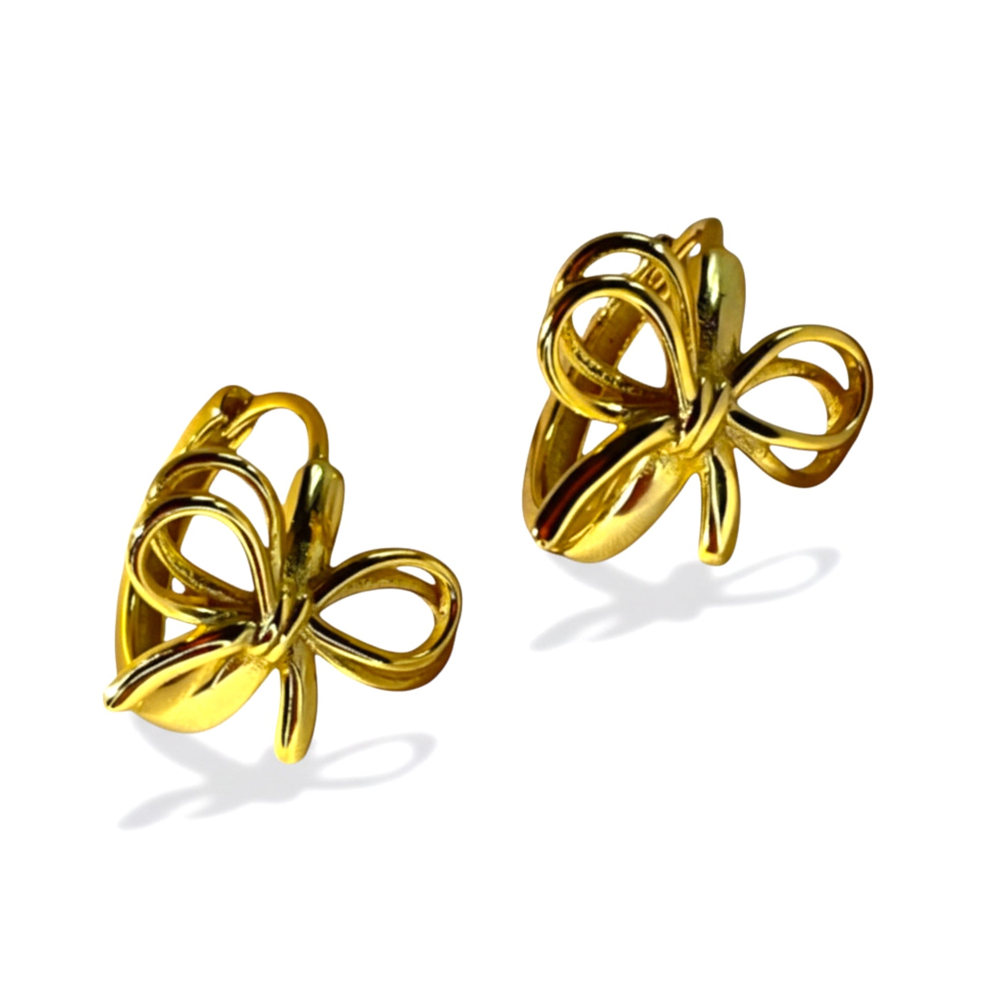Orecchini fiocco mini hoops in argento 925 placcato oro