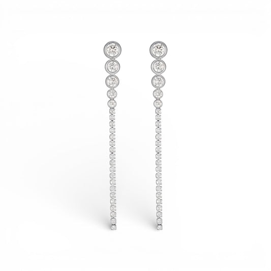 Orecchini pendenti a cascata gradiente crystal in acciaio inossidabile 