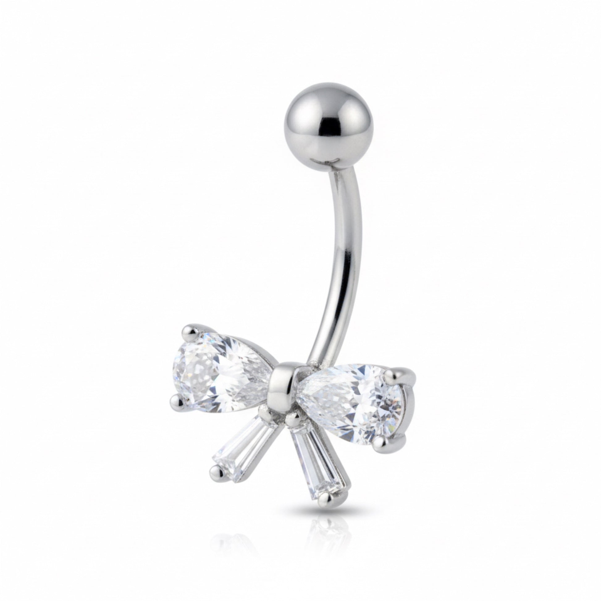 Piercing fiocco crystal navel in acciaio chirurgico