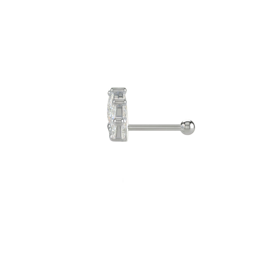 Piercing helix labret foglia marquise in acciaio inossidabile di lato