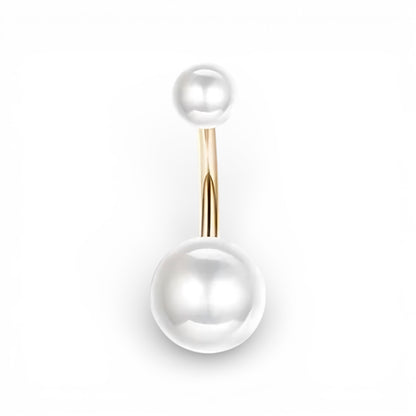Piercing navel con perla in acciaio inossidabile placcato oro