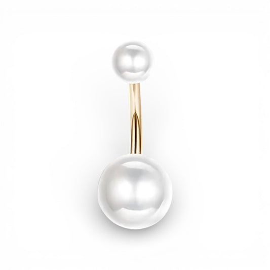 Piercing navel con perla in acciaio inossidabile placcato oro