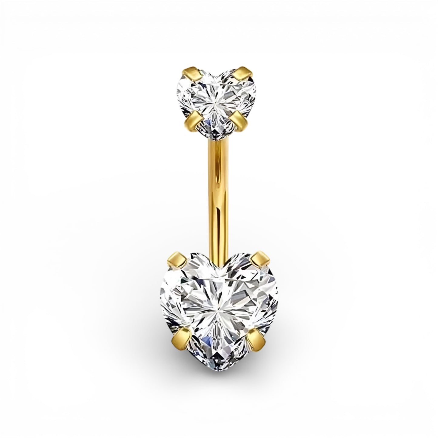 Piercing navel cuore crysal in acciaio inossidabile placcato oro
