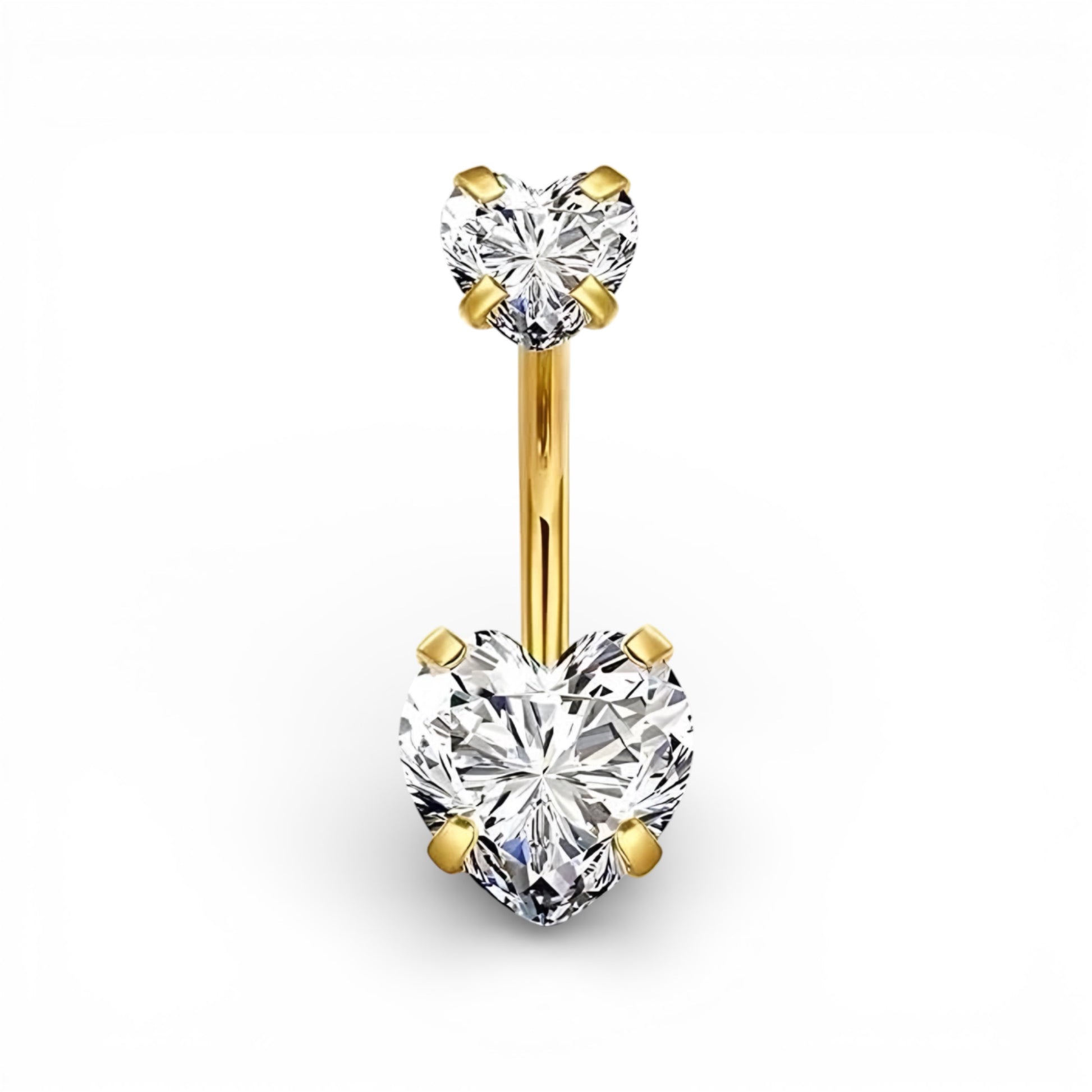 Piercing navel cuore crysal in acciaio inossidabile placcato oro