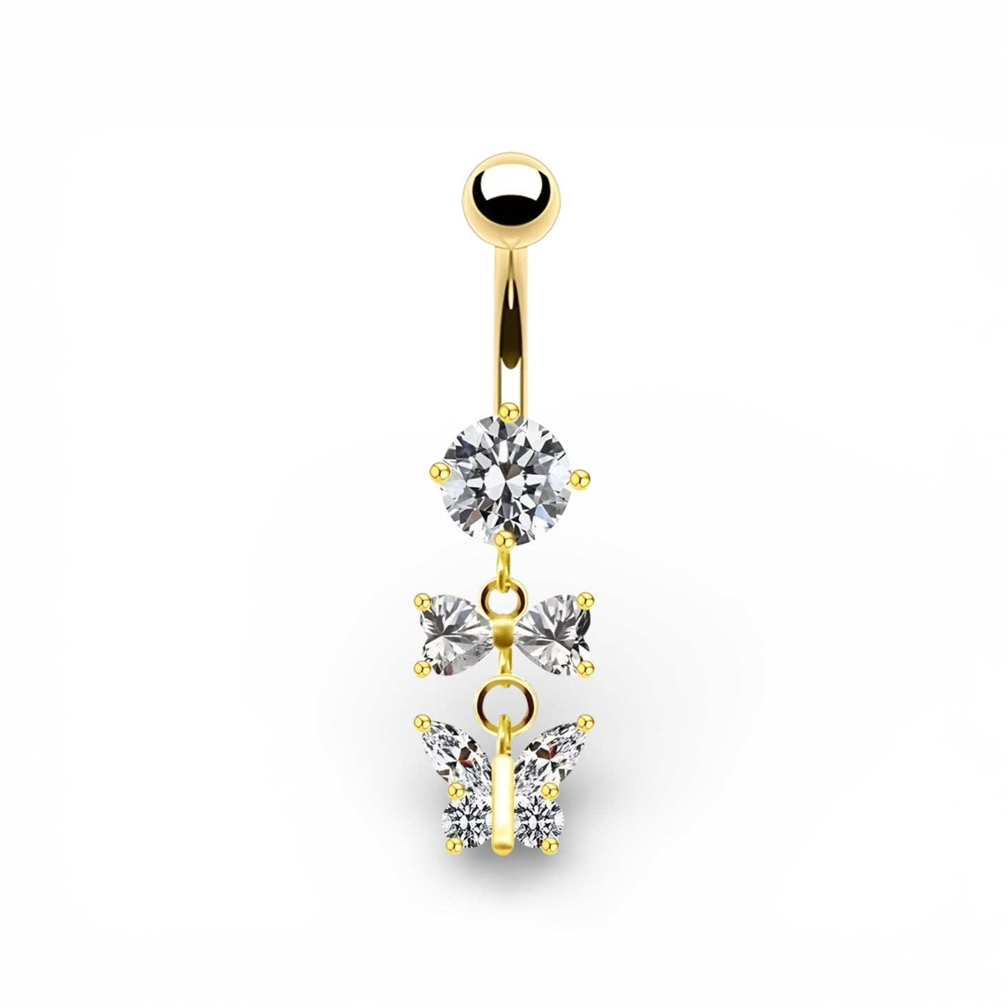 Piercing navel farfalla in acciaio inossidabile placcato oro