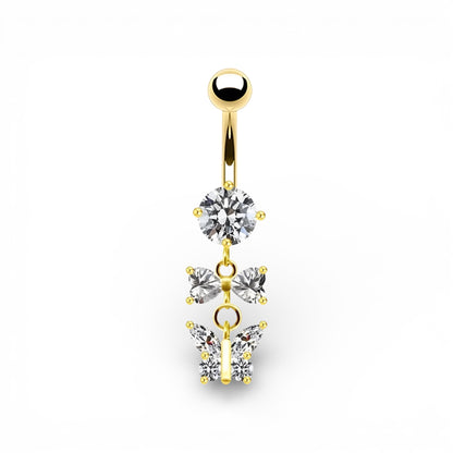 Piercing navel farfalla in acciaio inossidabile placcato oro